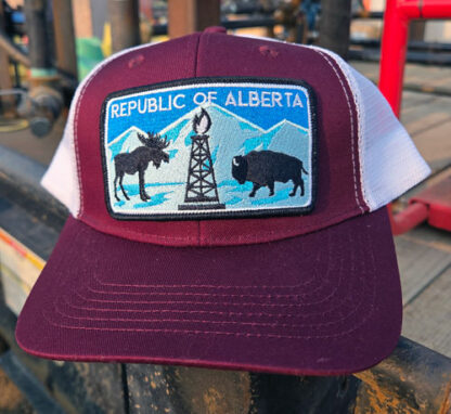 Burgundy Patch Hat - (Ice Blue)